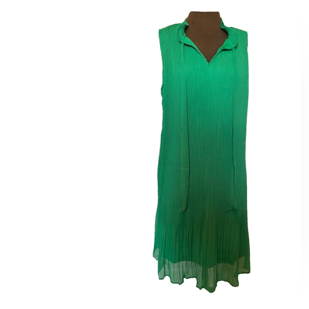 DKNY Green Pleated Cocktail Dress